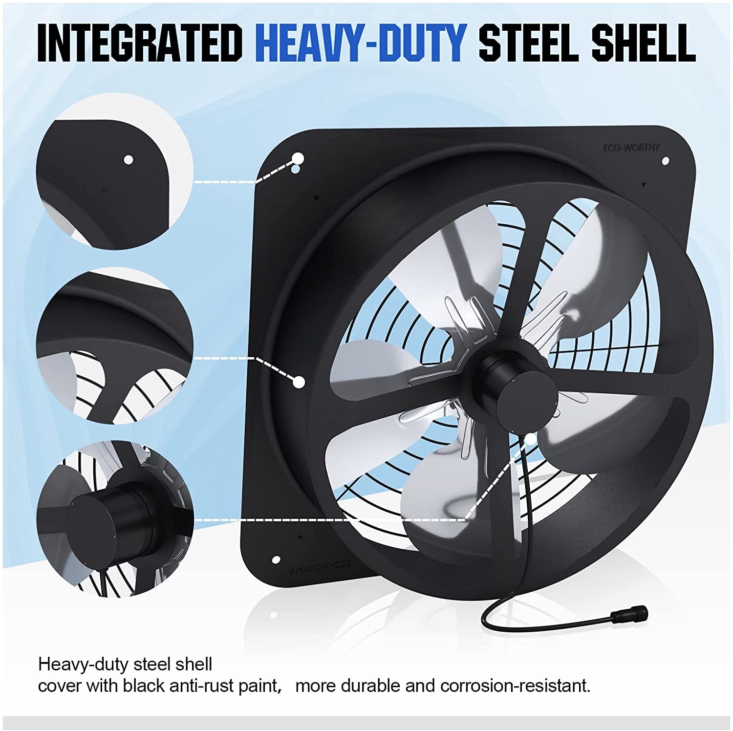 50W Solar Attic Fan Kit 14″ DC Fan with 25W Motor for Roof Vent or Chicken Coop