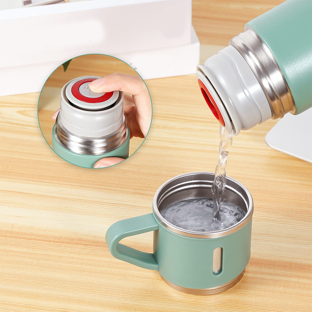 Steel Vacuum Insulated Bottle Gift Set Office Business Coffee Mug Thermos New