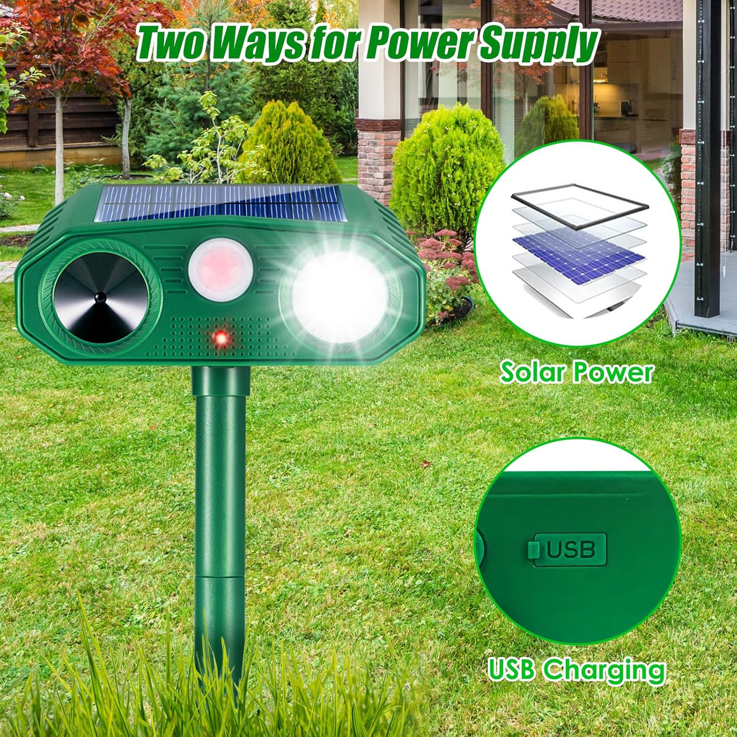 2026 Solar Animal Repellent Outdoor 4 Pack Squirrel Repellent Deer Repellent Dev