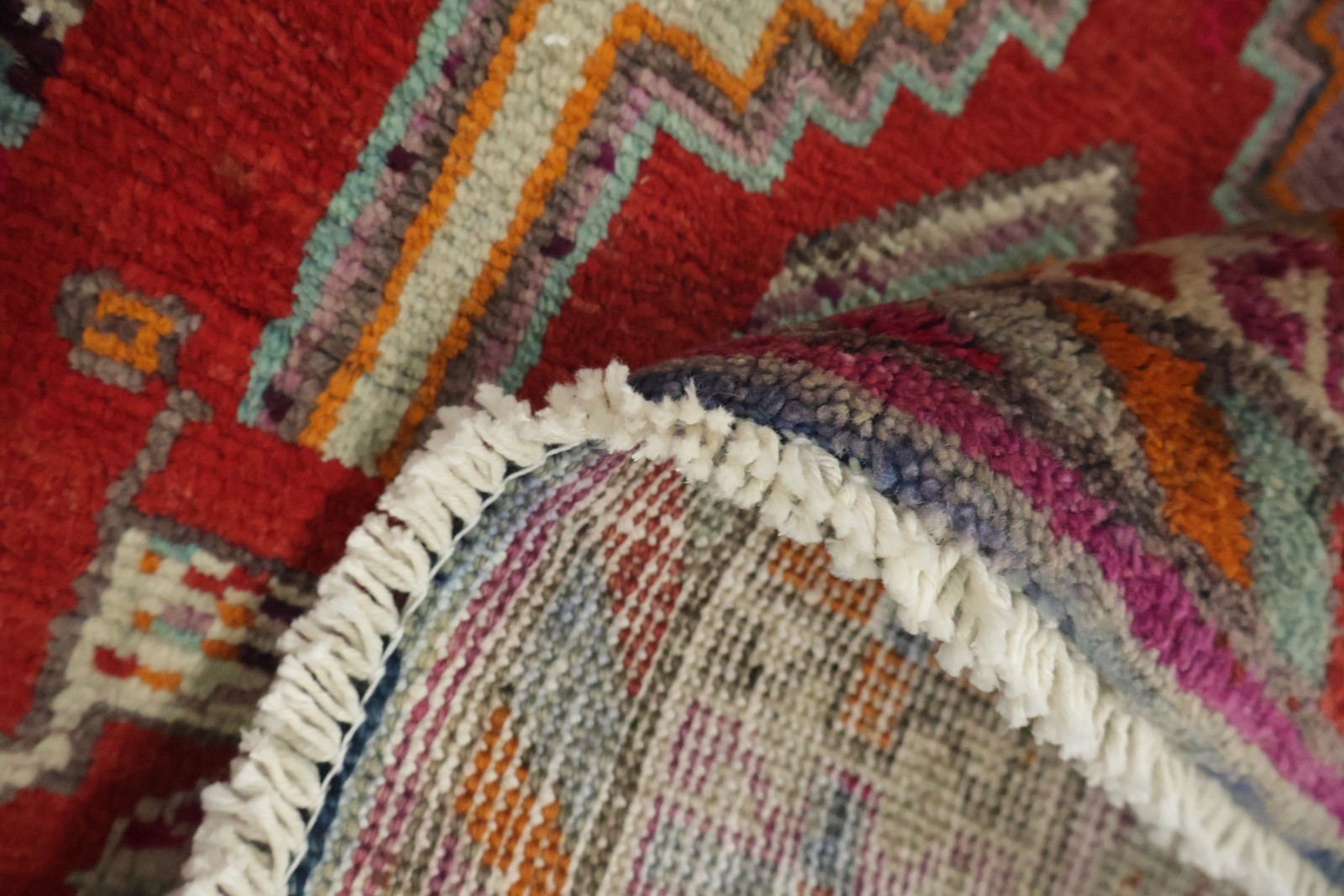 Tribal Geometric Red Rug 4×5 Hand-knotted Wool Traditional Vintage for Any Room