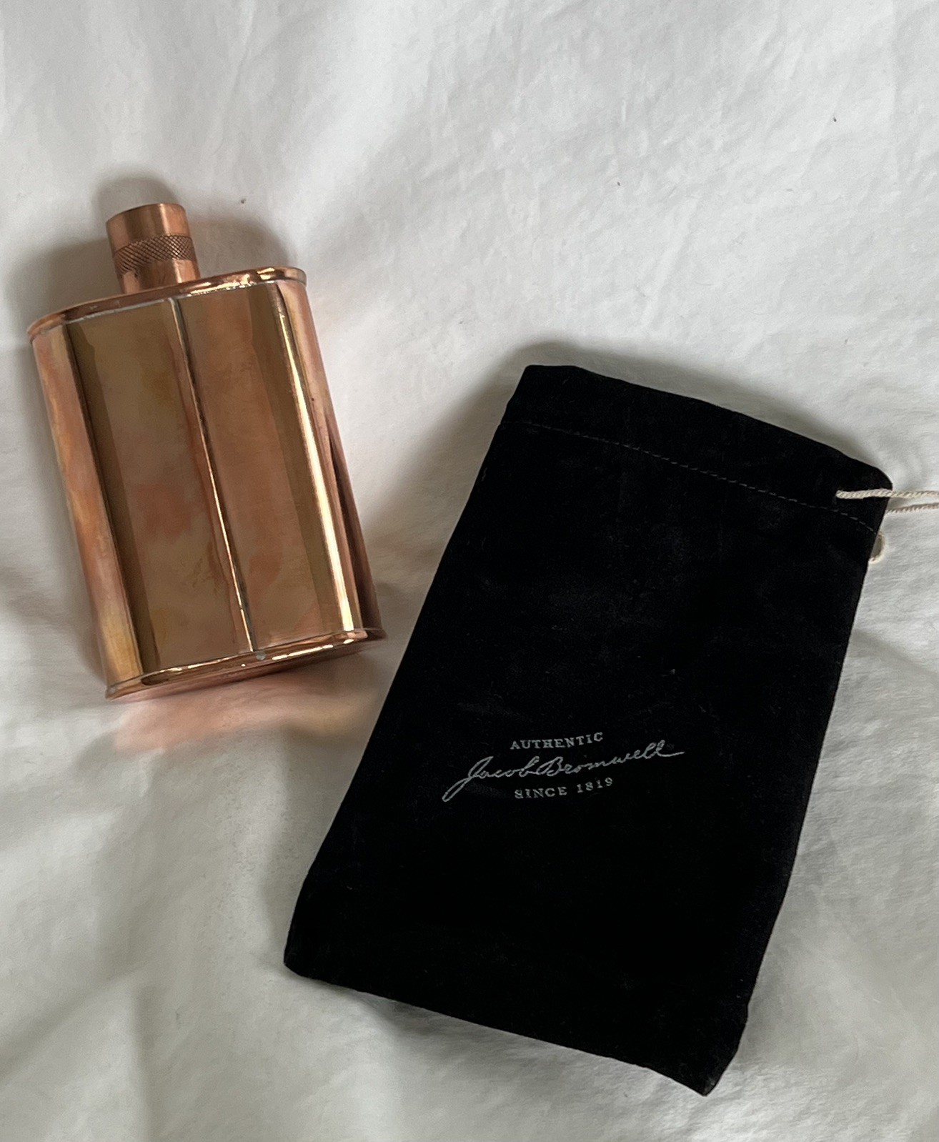 JACOB BROMWELL COPPER FLASK VERMONTER 9oz 5″ TIN-lined Natural Patina