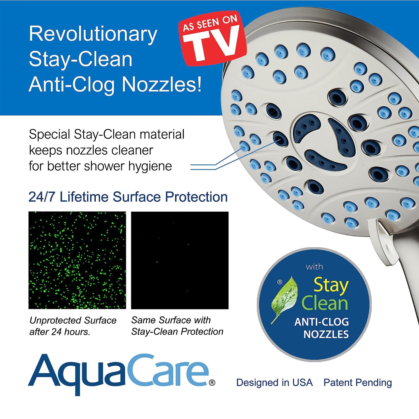 Hotel Spa AquaCare 50-mode High Pressure 7 Inch Shower Head Combo w/Dual Power