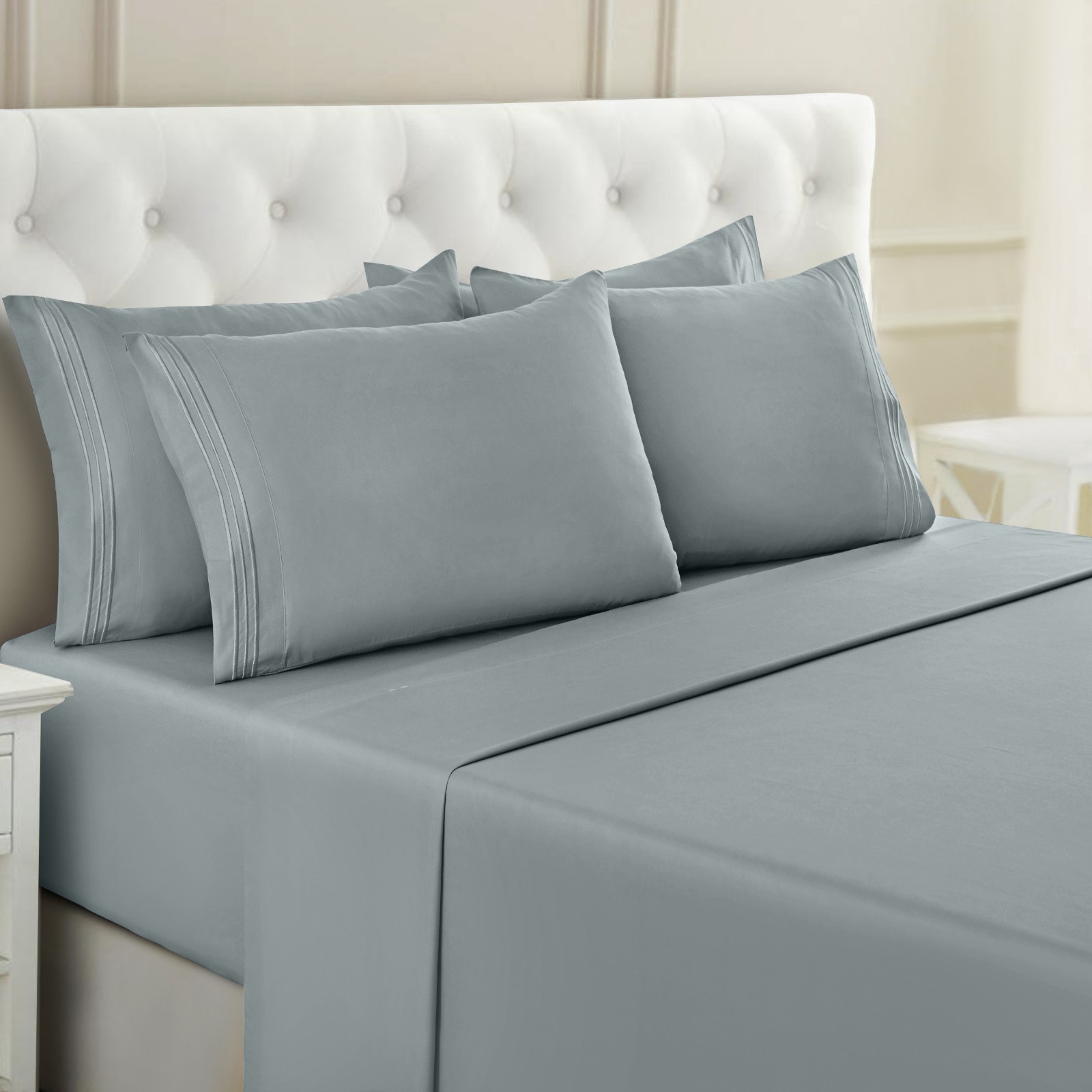 1800 Series 6 Piece Bed Sheet Set Soft Deep Pocket Twin King Queen Full Sheets