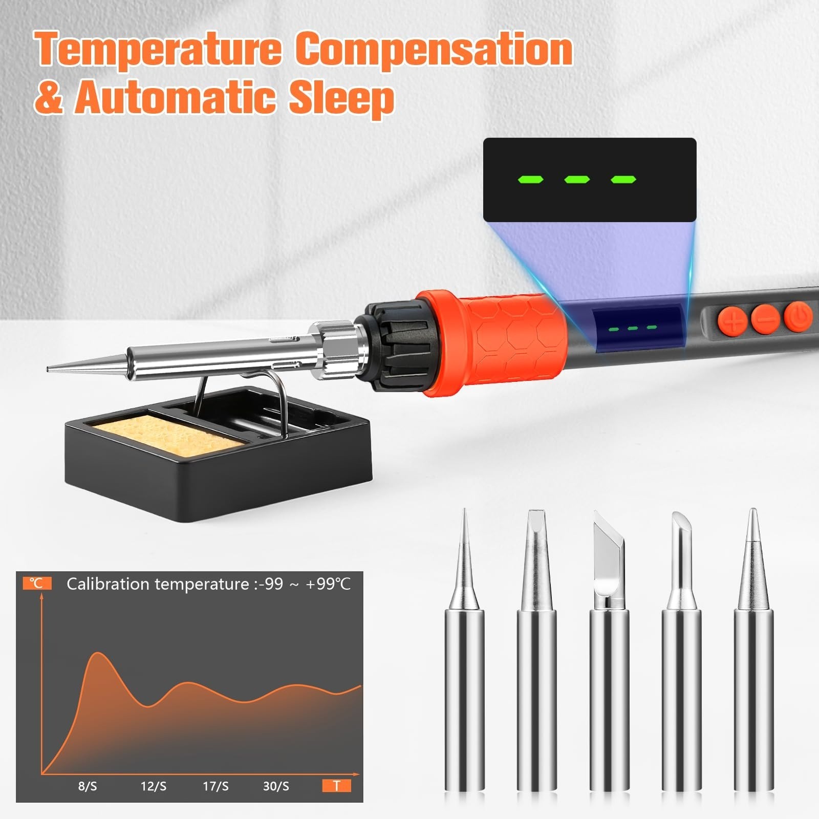 Soldering Iron Kit, 120W LED Digital Solder Iron Soldering Gun kit, Smart Temper