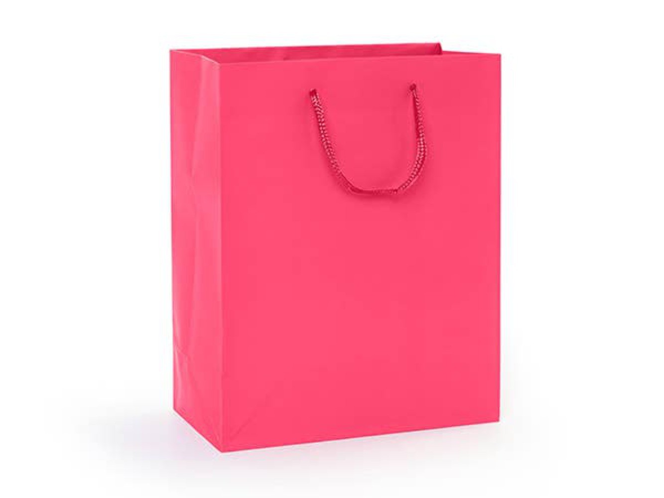 Matte Paper Cord Handle Gift Bags: Hot Pink Matte- Medium