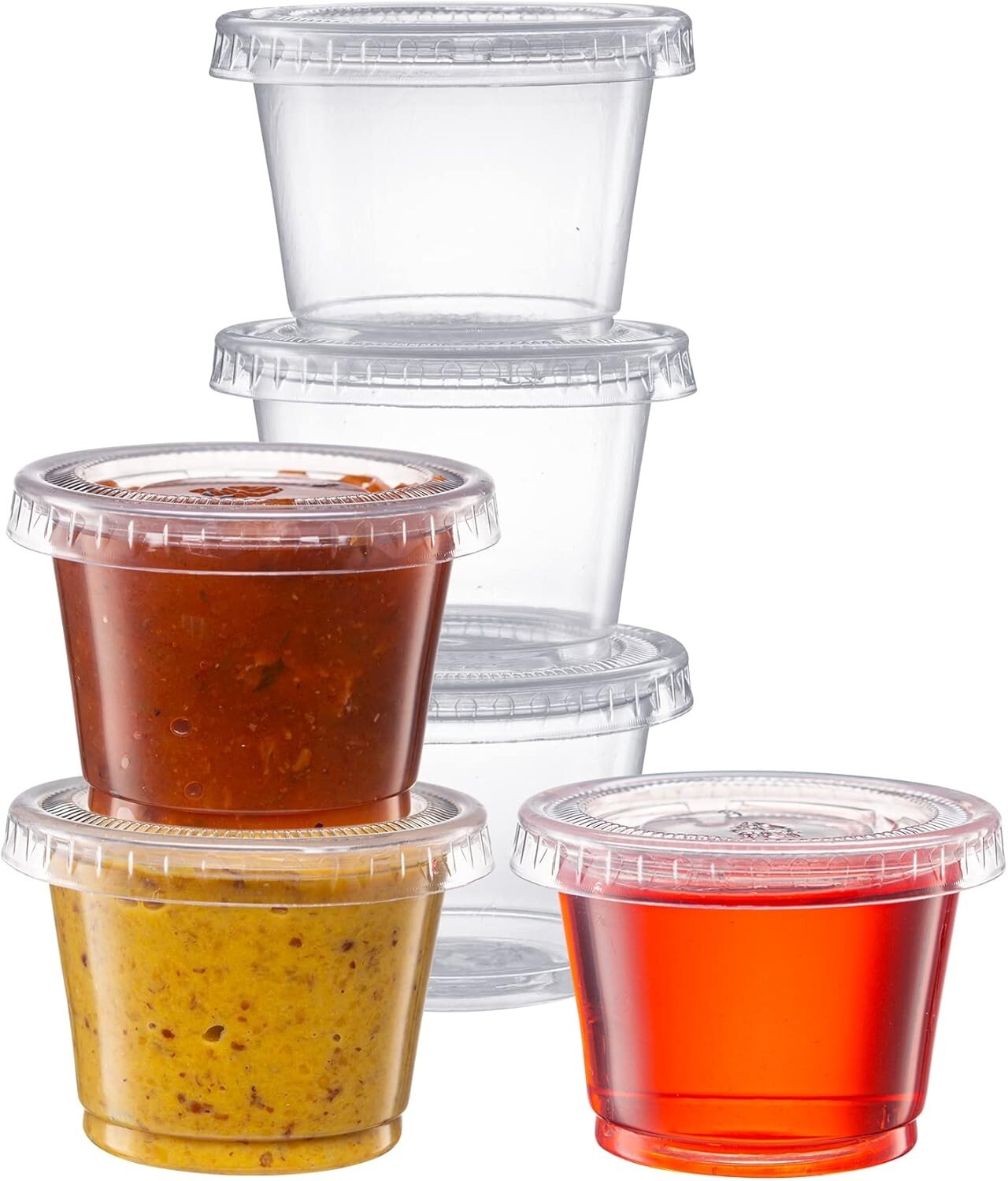 4 oz Plastic Clear Disposable Portion Cups with Lids for Sauce Cup BPA Free
