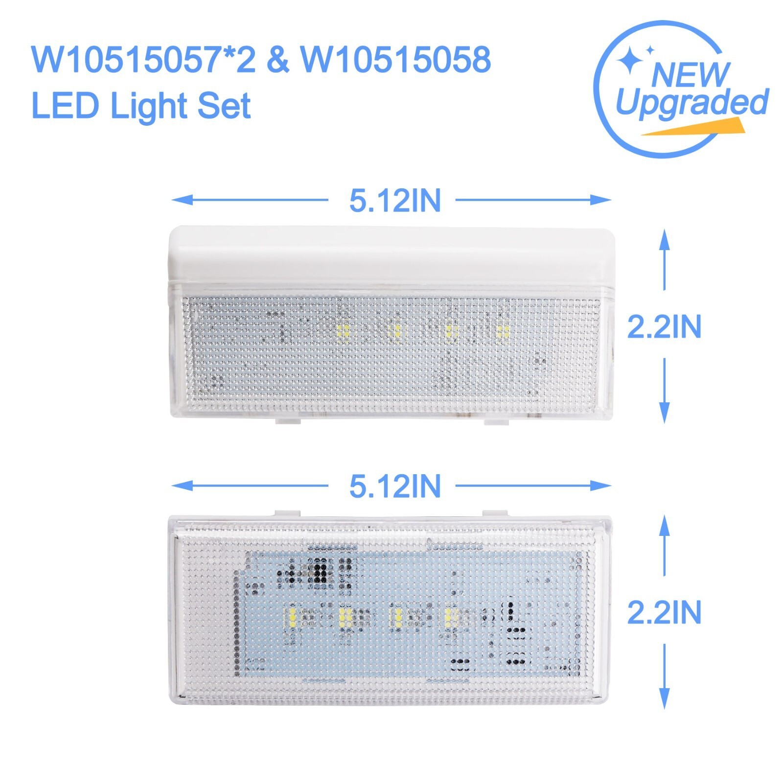 Refrigerator LED Light Set for Whirlpool Kenmore Maytag W10515058 & W10515057