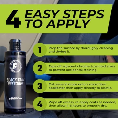 Black Trim Restorer – Lasts 6+ Months, Dye Infused Waterproof Plastic 4 Oz
