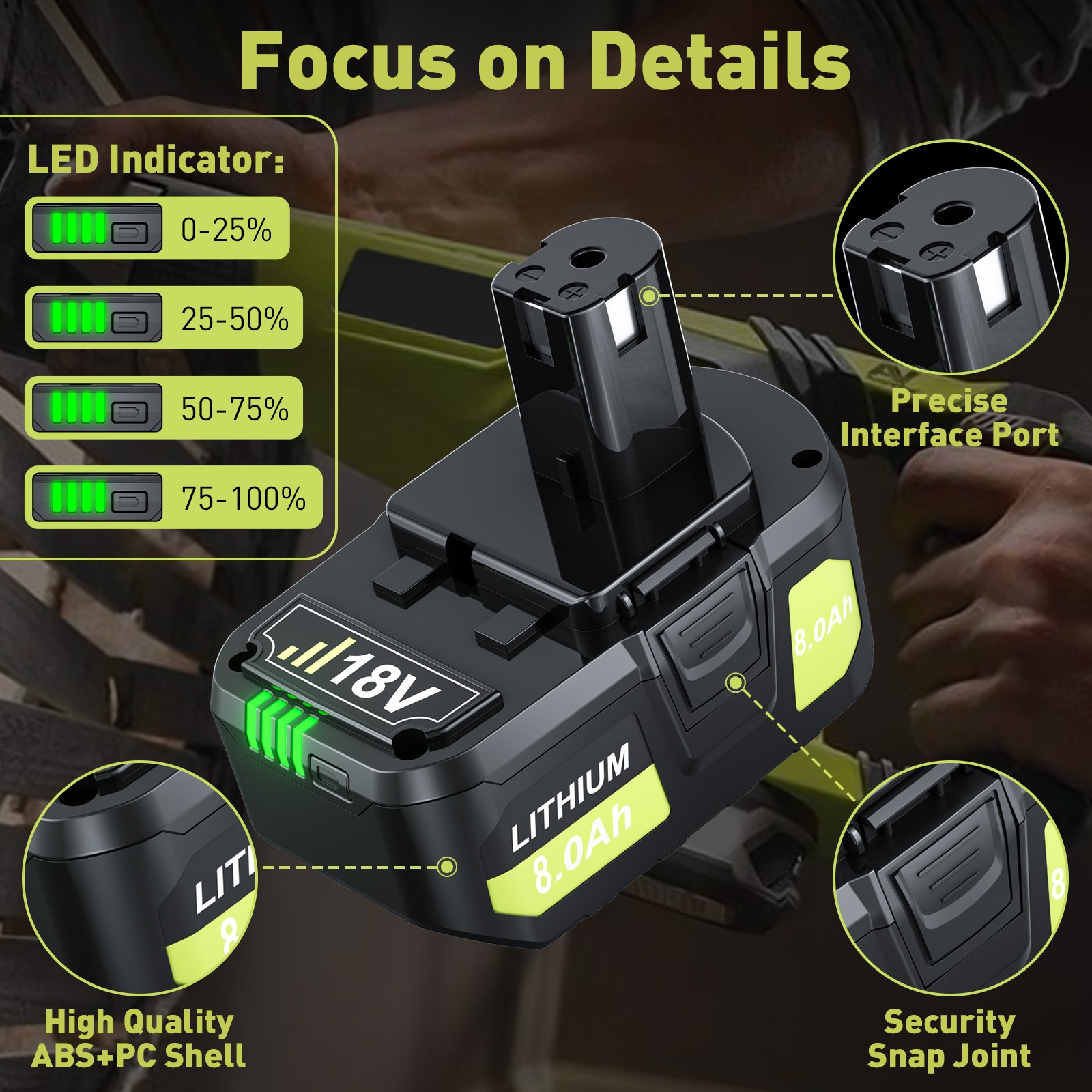 FOR Ryobi PBP005 ONE+ 18V Lithium-Ion 4.0 Ah Battery Black High Quality