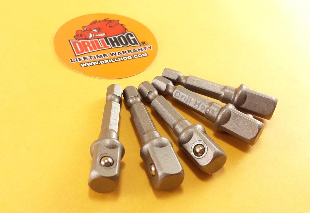 Drill Hog® 3/8″ Socket Adapter Hex Shank 3/8 Impact Driver Bit Lifetime Warranty