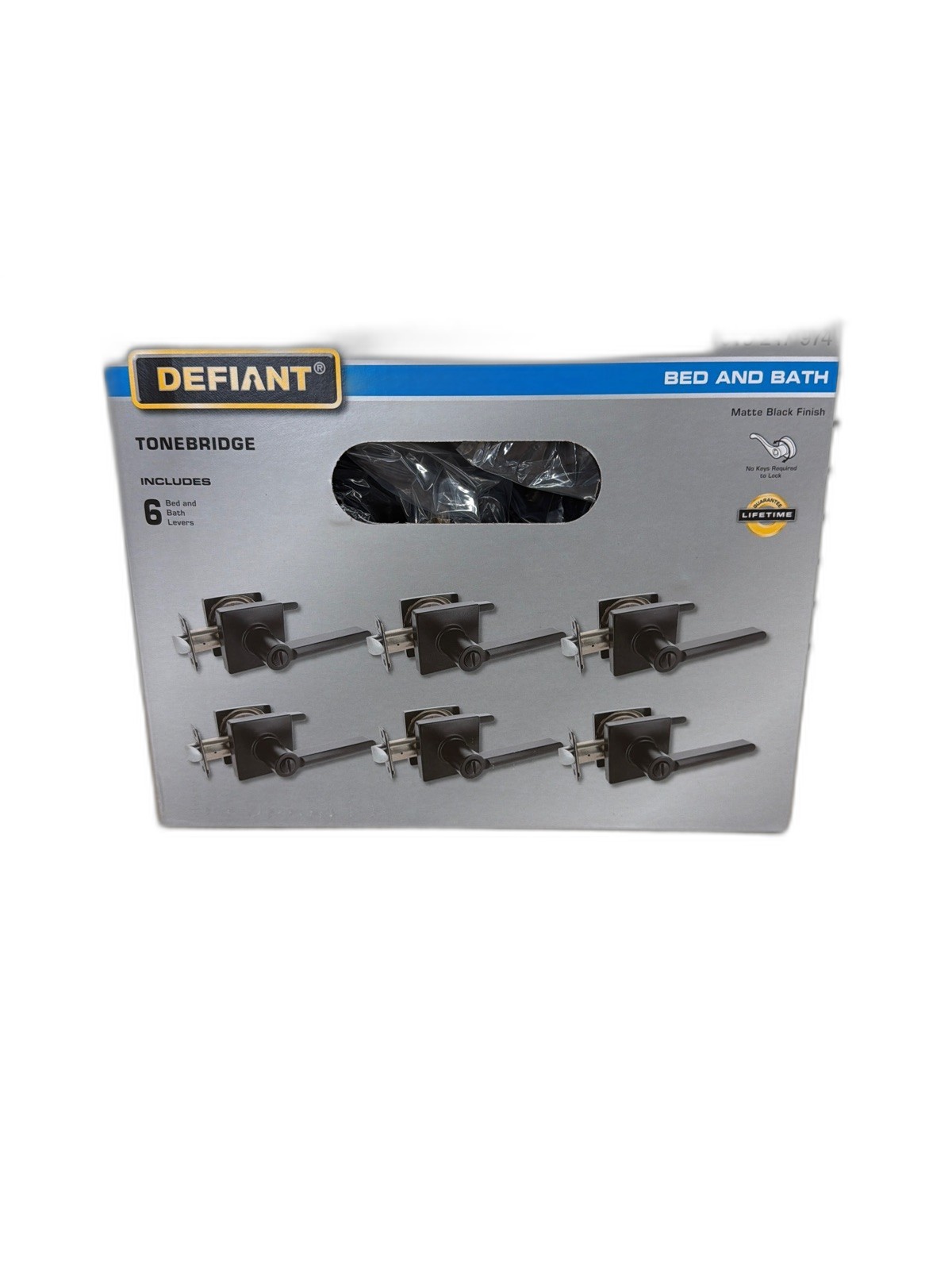 Defiant Tonebridge Matte Black Privacy Door Handle Square Rose 6-Piece