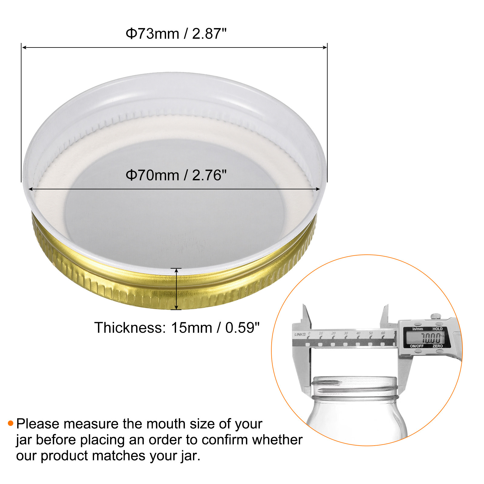 12Pcs Mason Jar Lids Tinplate Canning Lids Regular Mouth Leak Proof Gold