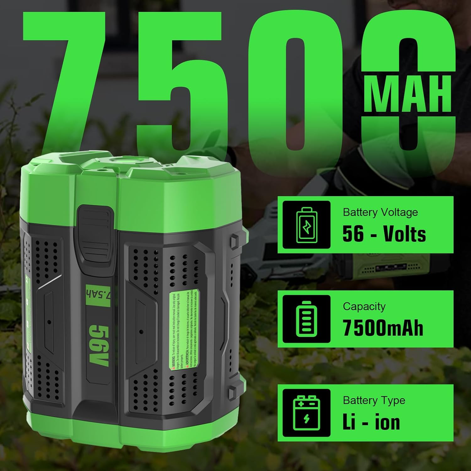 2 Pack 7500Mah Ultra High Capacity Lithium Ion Battery Replacement for EGO 56V B