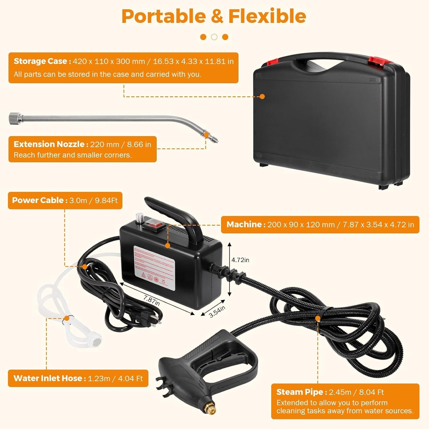 High Pressure Handheld Steam Cleaner Cleaning Car Steamer for Auto Detailing Por