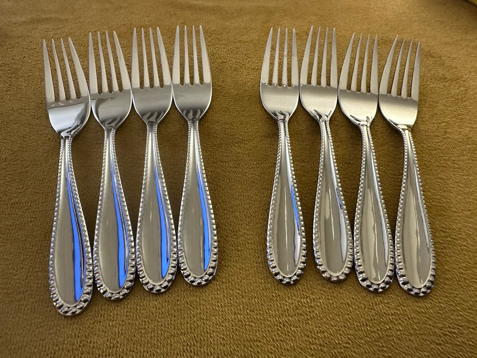 (4) SALAD FORKS Nambe MAEVE Vietnam Stainless 18-10 Concave Outline (2avail)