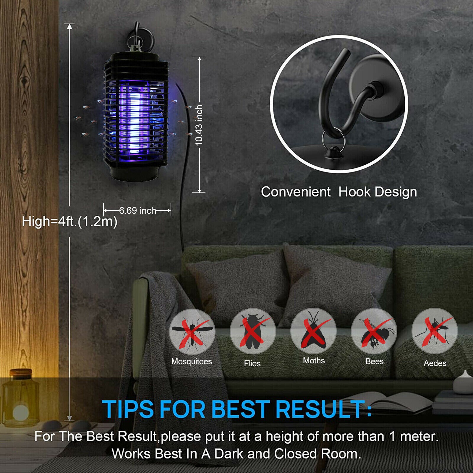 1~4PCS Electric Mosquito Insect Zapper Fly Bug Killer Trap LED Lamp Pest Control