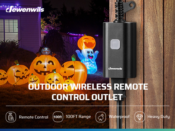 DEWENWILS Outdoor Remote Control Outlet, 15A Wireless Remote Control Switch,