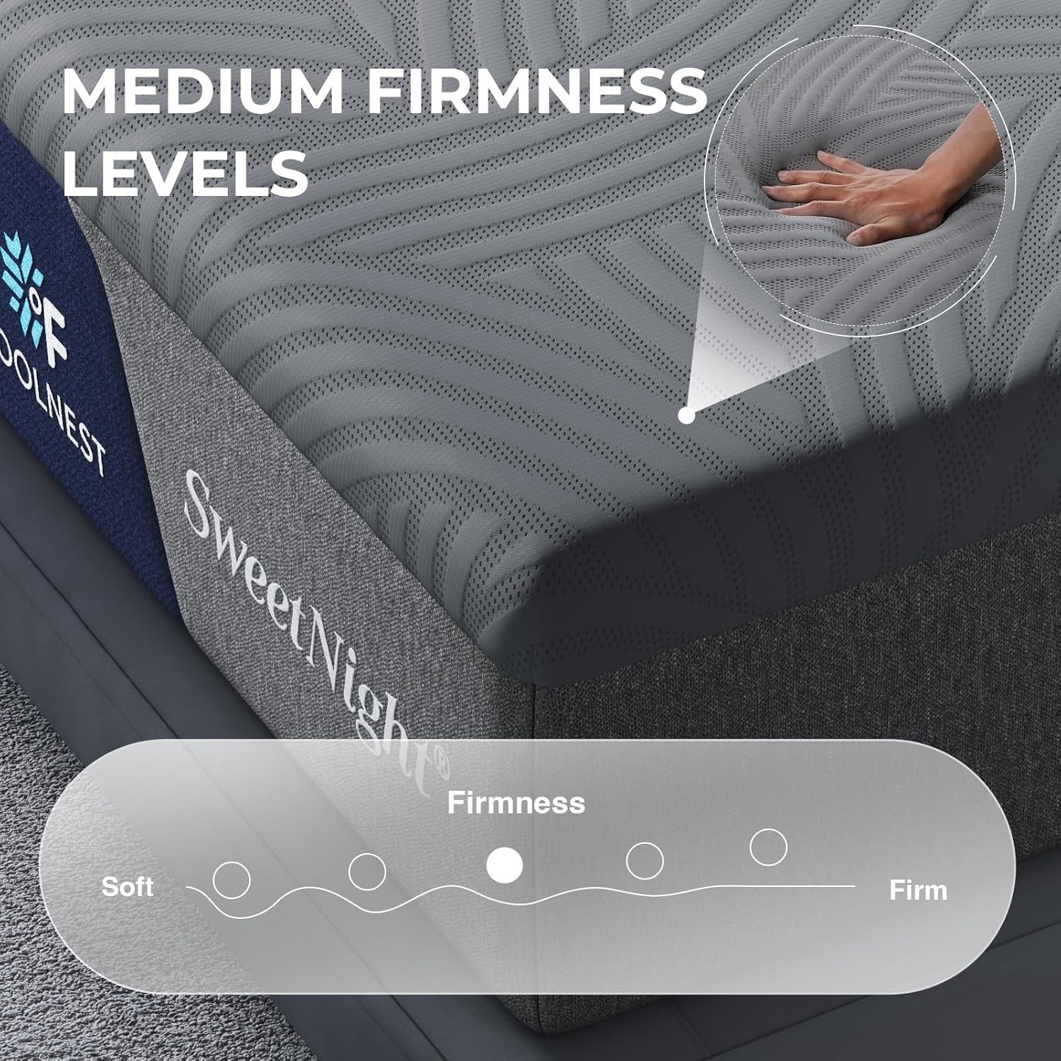 Sweetnight CoolNest 12 Inch King Mattress,5-Zone Ergo, CertiPUR-US Certified
