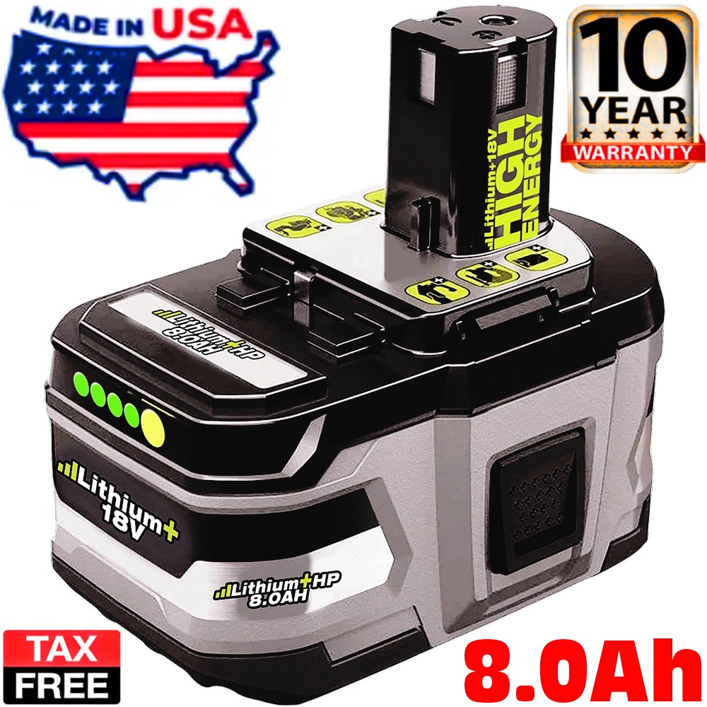 For RYOBI 18V 8.0Ah P108 High Capacity Battery 18Volt Lithium-Ion One Plus P102