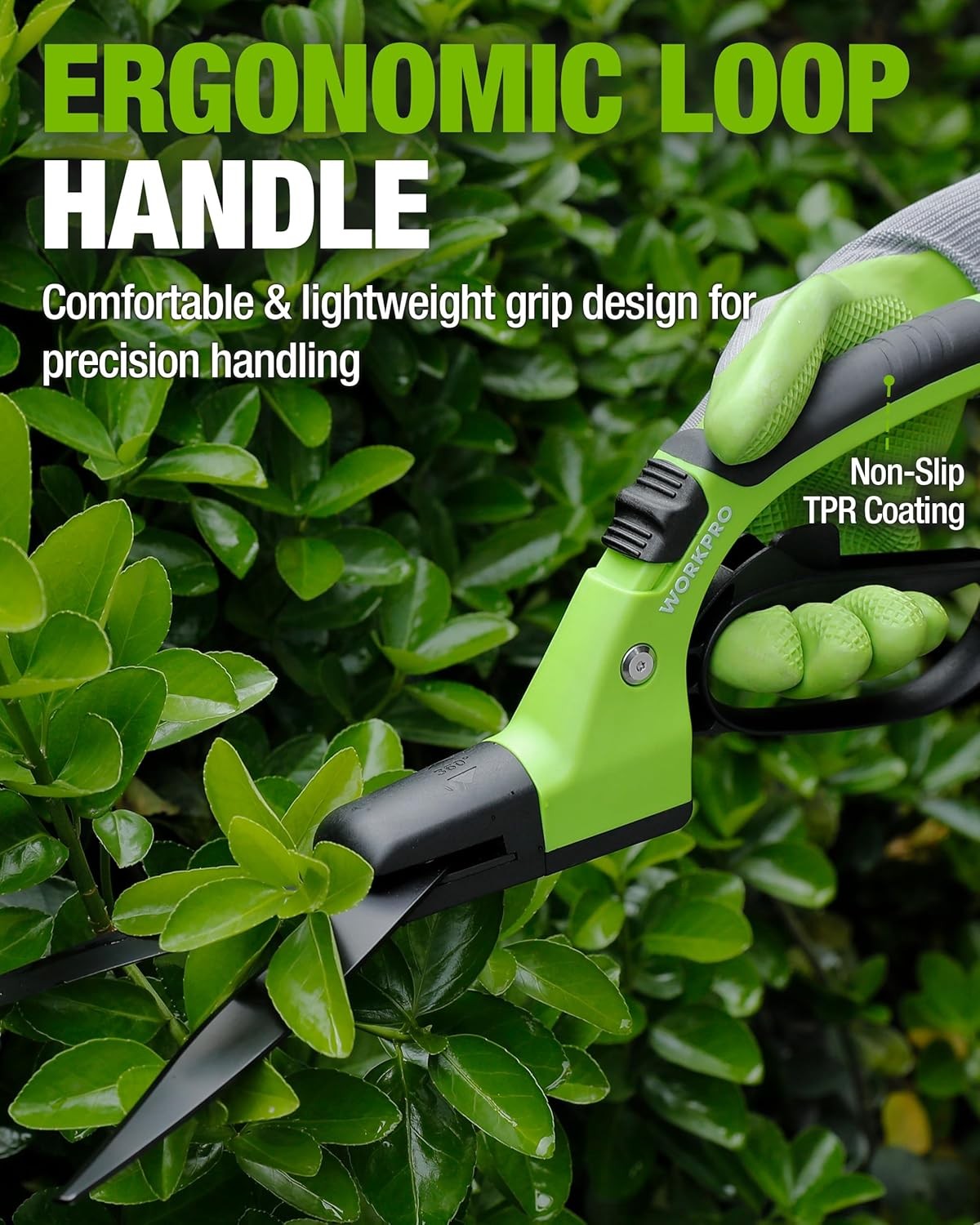 WORKPRO Grass Shears 15″ Handheld Grass Clippers 360° Swivel Blade Grass Cutter