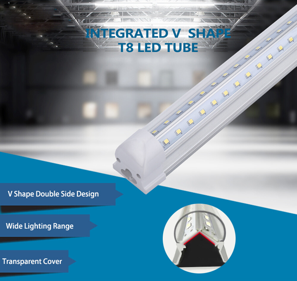 T8 8FT 120W Integrated Led Tube Light Bulbs 72W 8′ Led Shop Light Fixture 6000K