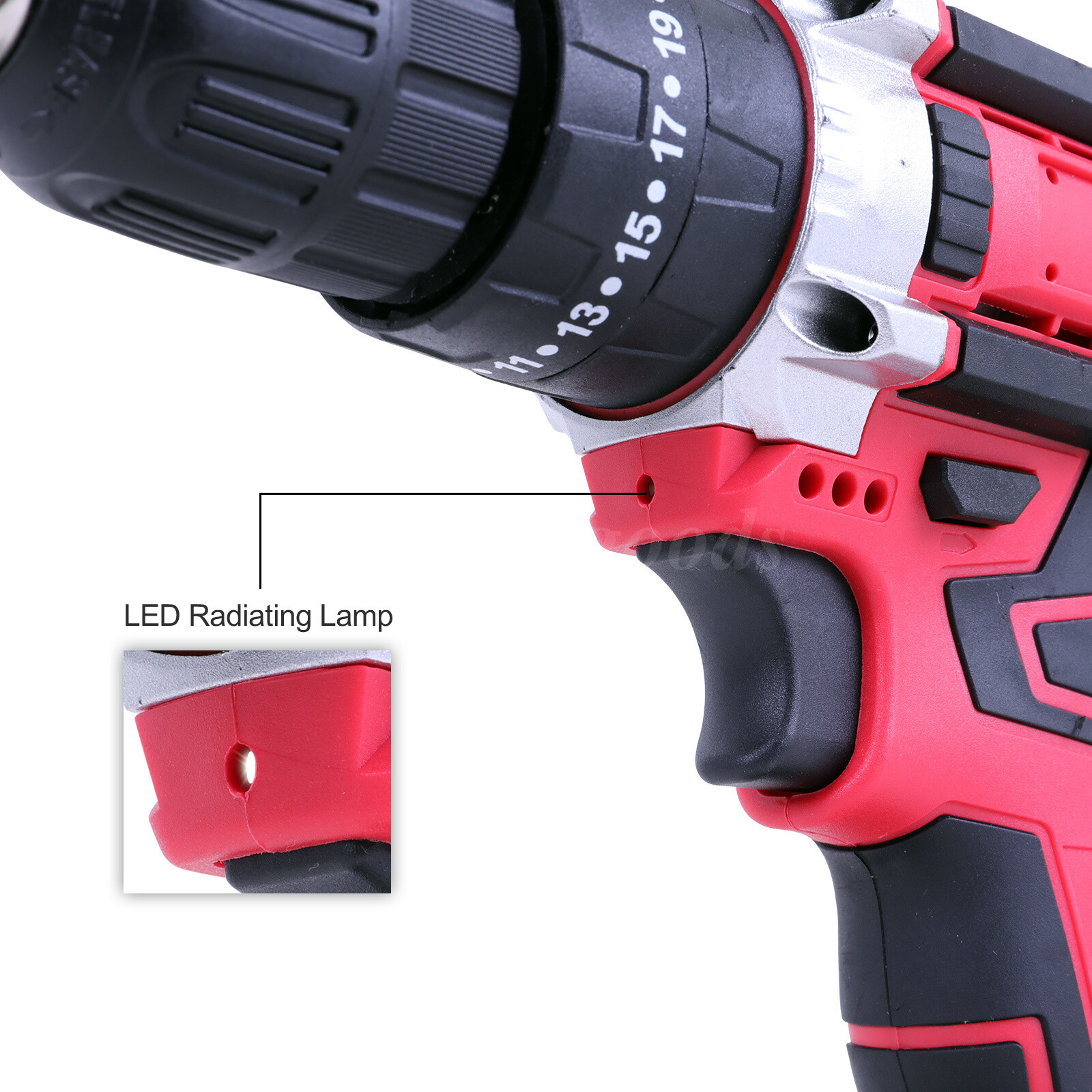 21V Electric Drill 3/8″ Power Cordless Screwdriver Drill Set with 2 Battery Kit
