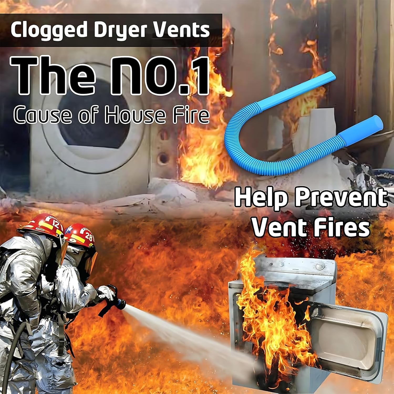2-Piece Dryer Vent Lint Remover Vacuum Hose Attachment Cleaner Kit with Brush