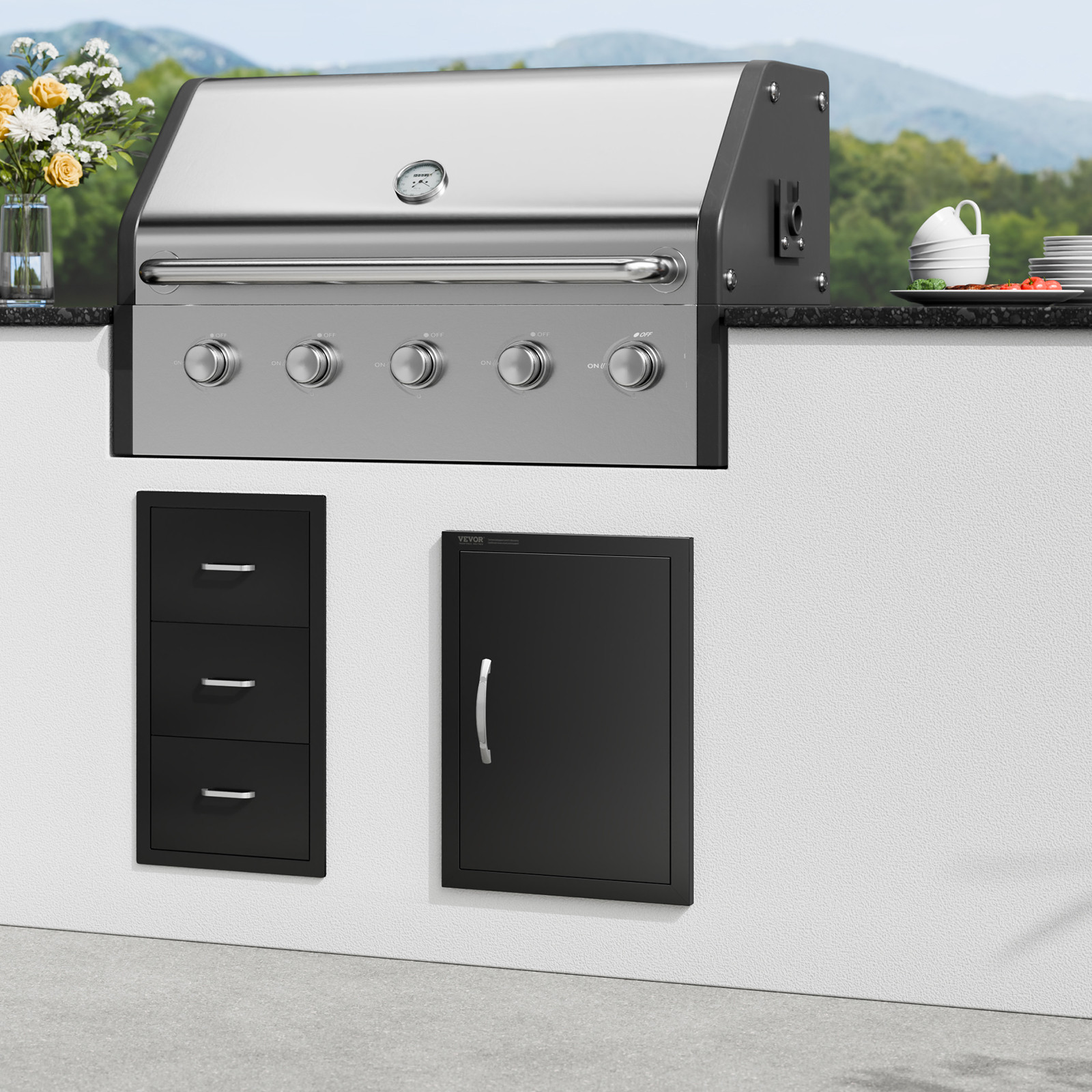 VEVOR 16×22 Inch BBQ Island Access Door Outdoor Kitchen Door Cold Plate