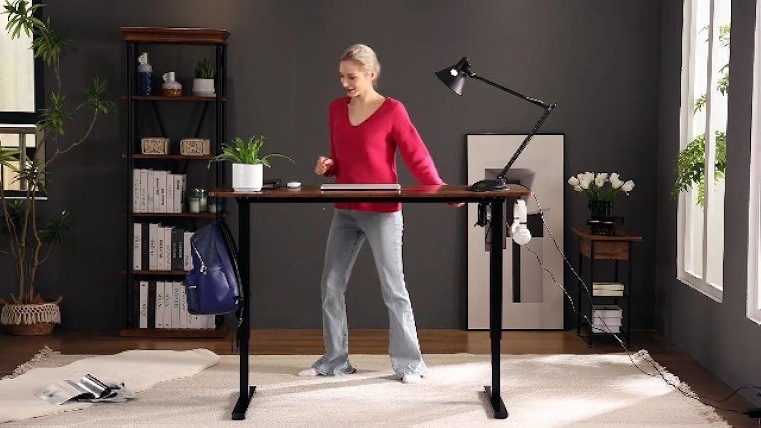 40-63 Inch Electric Height Adjustable Desk Home Office Standing Computer Table