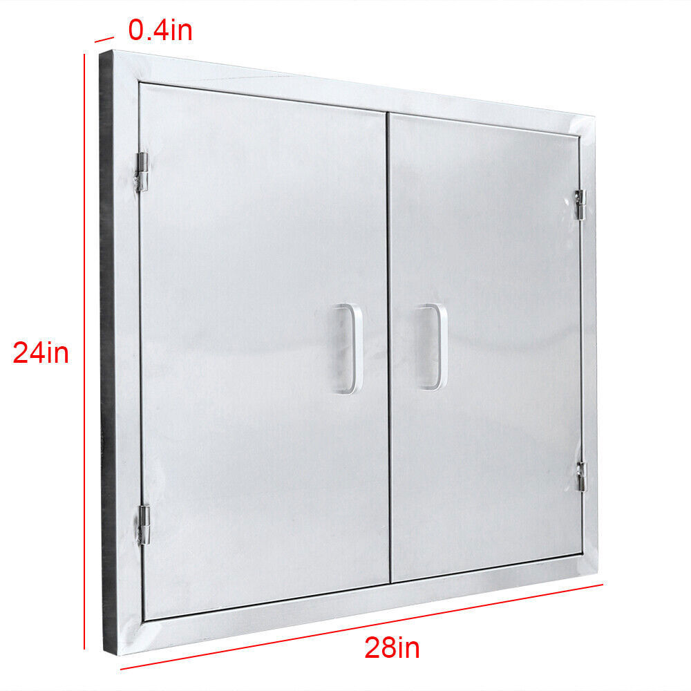 Stainless Steel Double Doors Access Outdoor Kitchen Island Door Drawer BBQ Grill