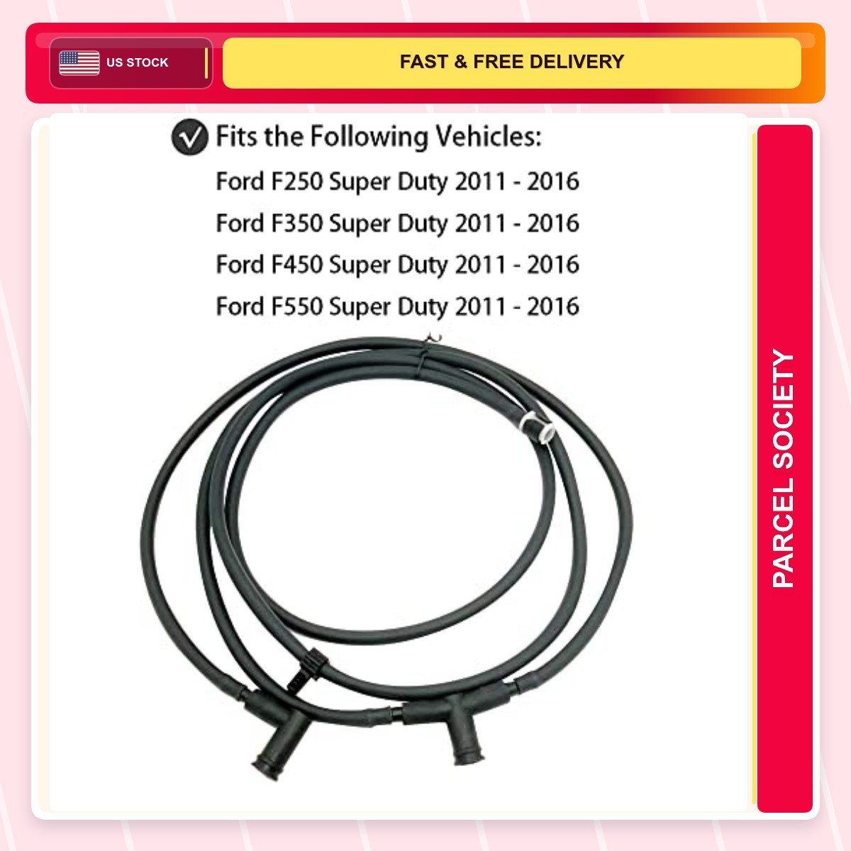 Windshield Washer Black 1.0 Count Nozzle Jet Hose Kit Ford Super Duty Replace