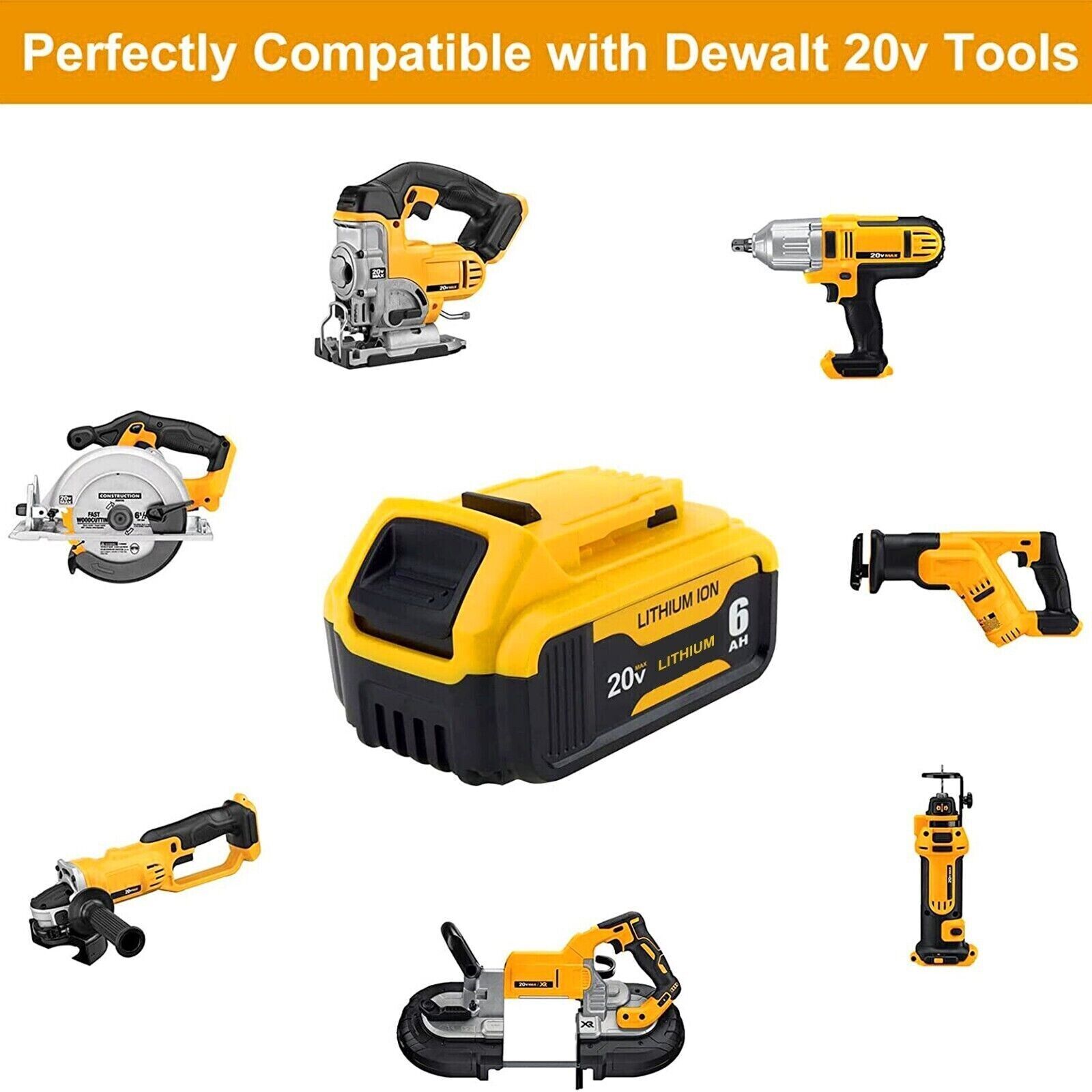 For DeWalt 20V 20 Volt Max 8.0AH Lithium Ion Battery DCB206-2 DCB205-2 DCB200-2
