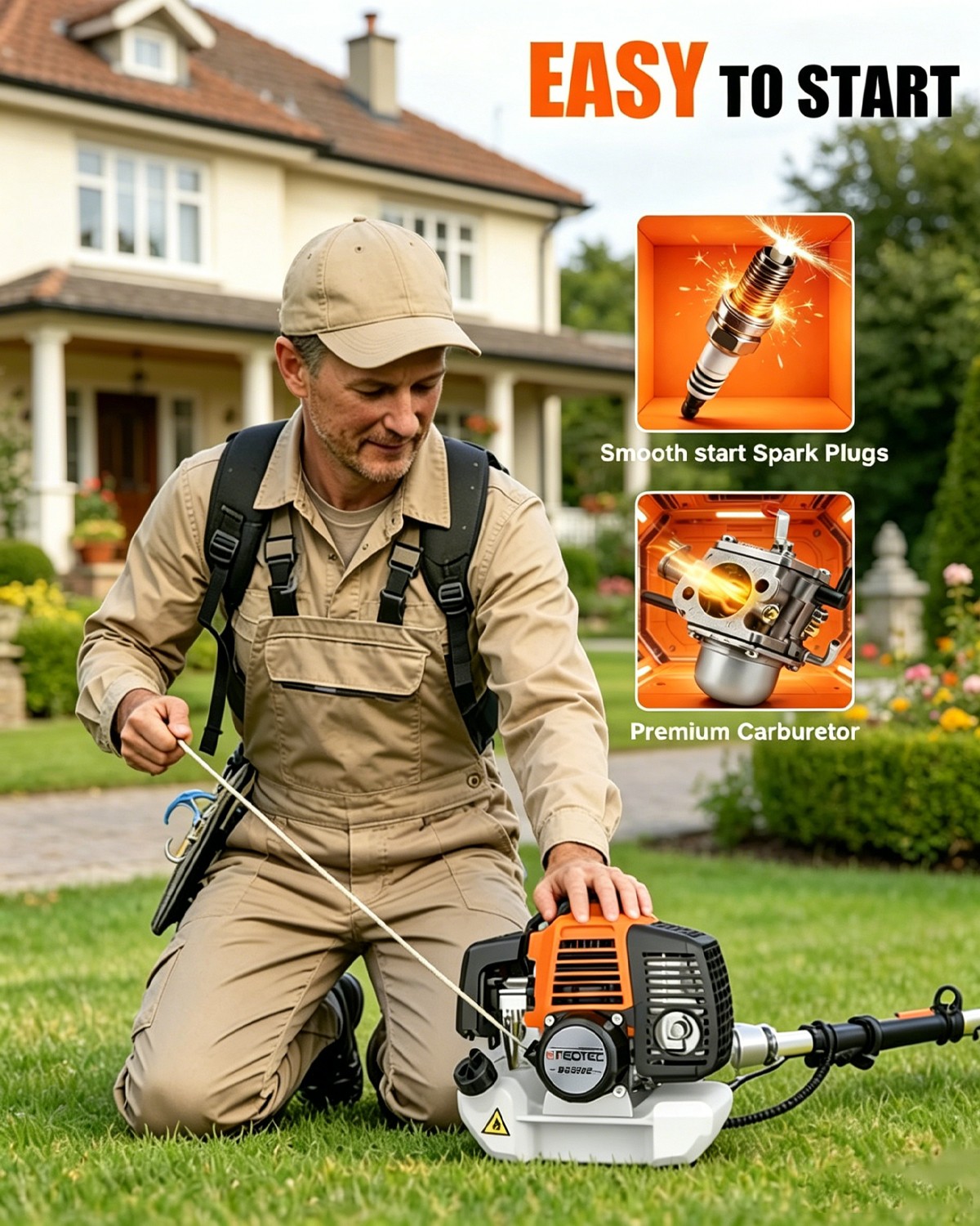 NEOTEC 5-in-1 Multi-Functional Trimming Tools Gas Hedge Trimmer 52CC Weed Eater