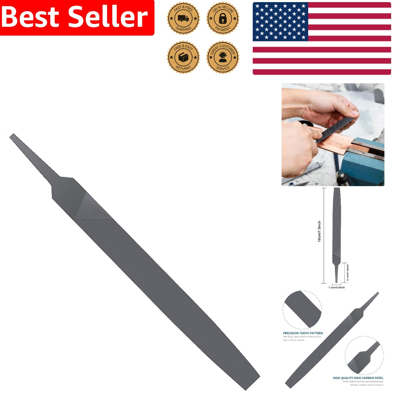 Carbon Steel Double Cut for Wood Metal Plastic Shaping Tool
