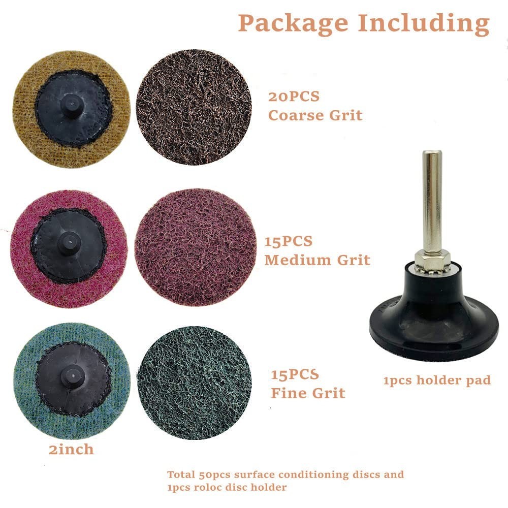 51 Pcs 2″ Nylon Surface Conditioning Discs for Grinding, Polishing & Deburring