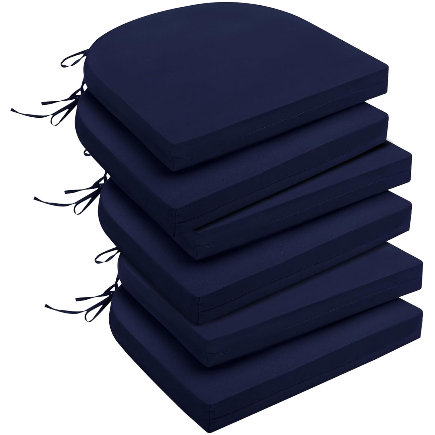 Classic Navy Set of 6 Outdoor Chair Cushions – Durable & Easy to Clean 17″x16″