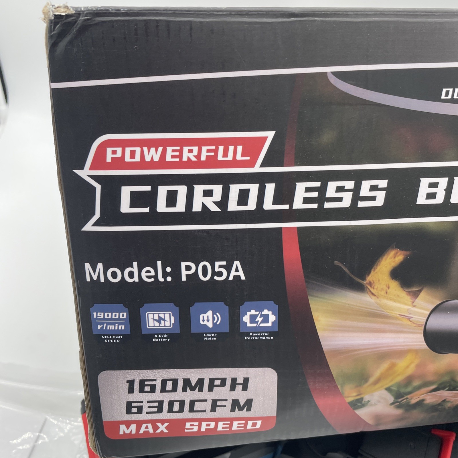 Powerful Cordless Leaf Blower 630CFM/160MPH, 21V 2 Batteries And Charger