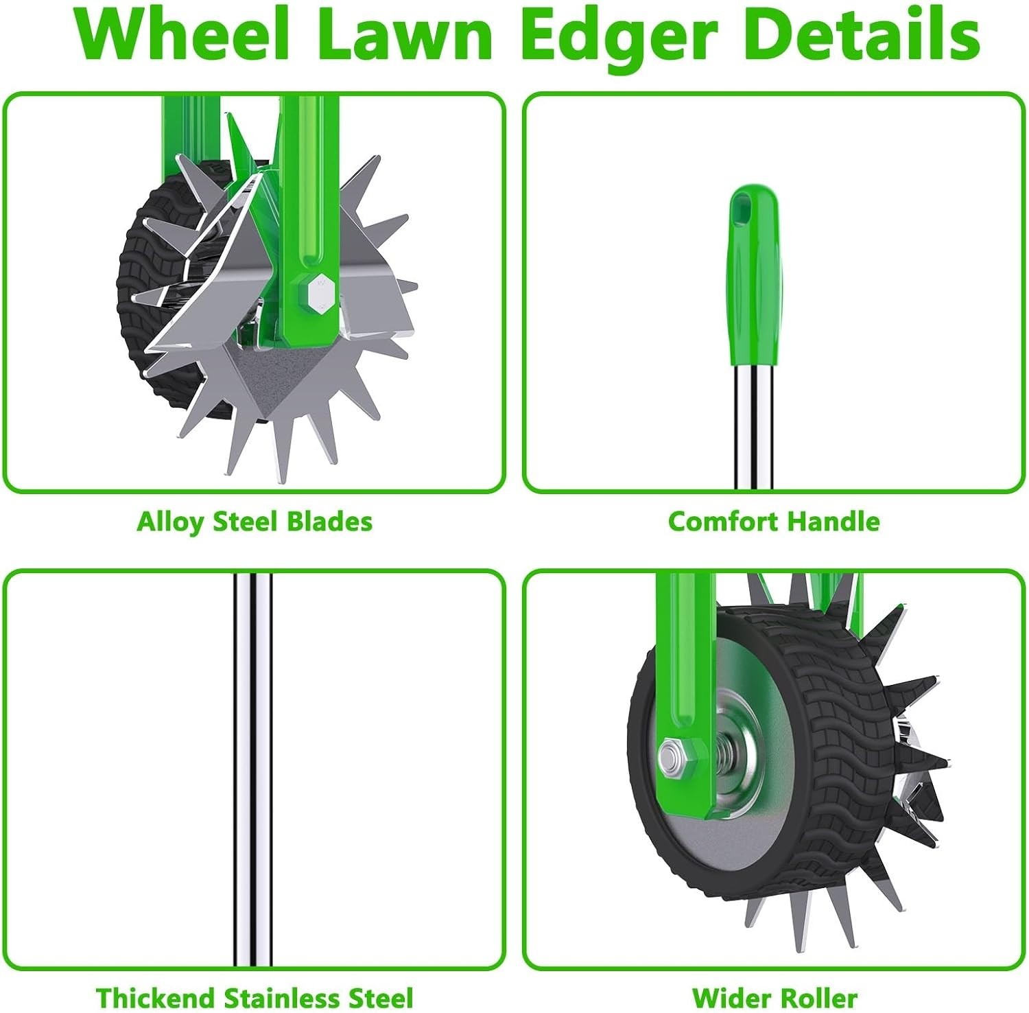 Edger Lawn Tool – 67 Inch Wheel Rotary Lawn Edger with Adjustable Stainless Stee