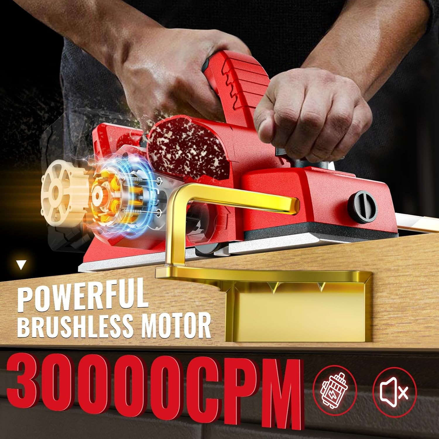 15000 RPM Electric Planer Compatible with Milwaukee 18V Battery: 3-1/4 Inch Cord