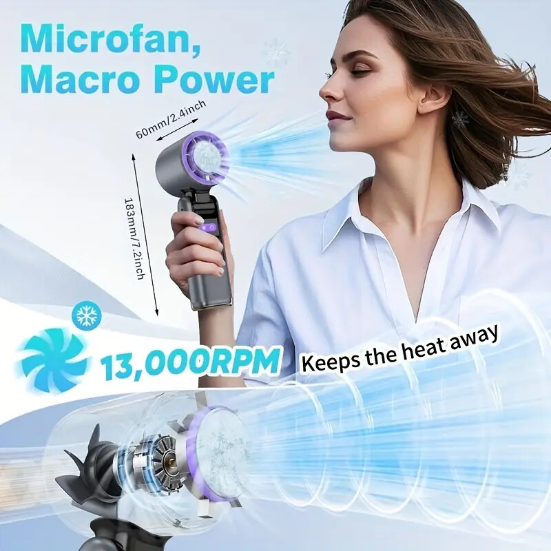 Foldable Portable Fan Stepless Speed Turbo Mini 4000mAh Ice Cooling Handheld Fan