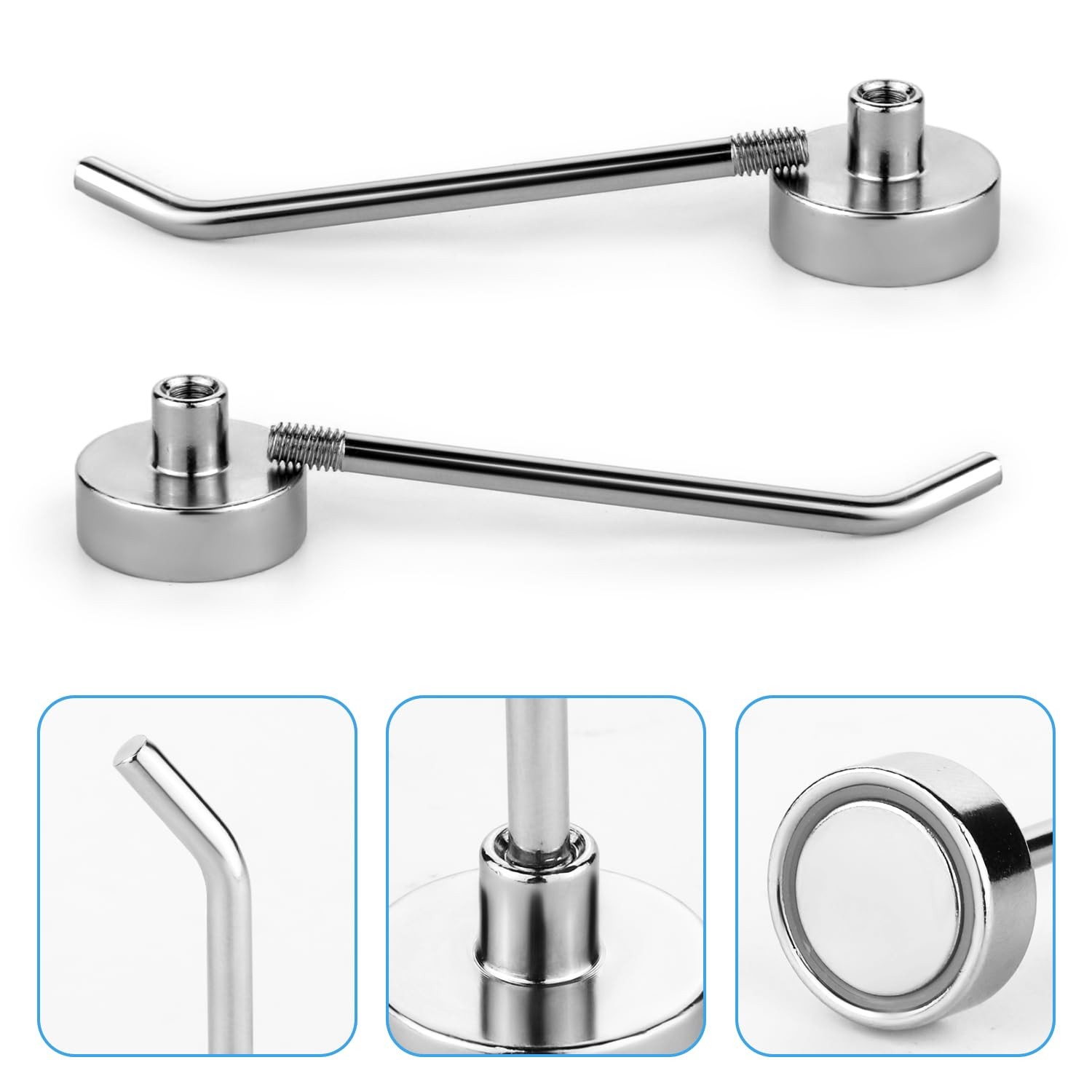 6Pcs Magnetic Hooks, 1.7 Lb Heavy Duty Magnet Hooks 3 Inch Long Magnetic Hooks f