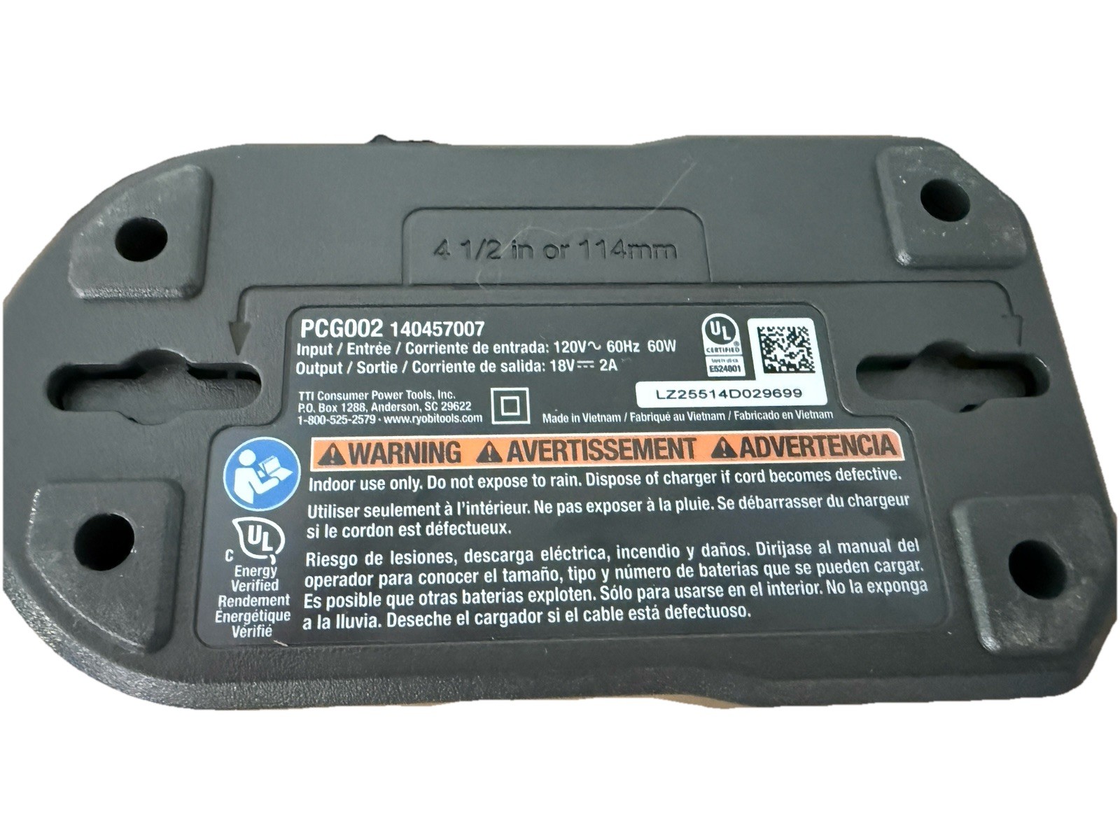Ryobi PCG002 18V ONE+ Lithium-Ion FAST Battery Charger OEM