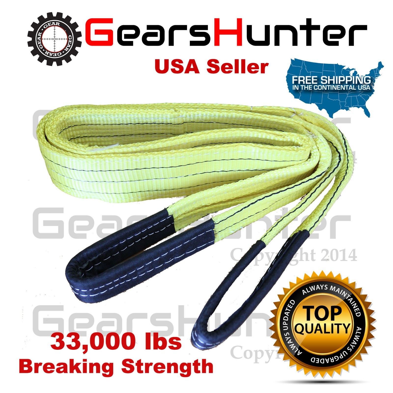 3″ (Various Length) 2-Ply Nylon Web Sling Lift Tow Strap Heavy Duty 33000 LBS