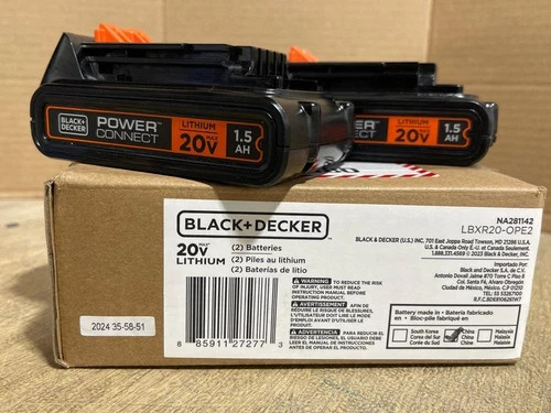 BLACK+DECKER LBXR20 1.5Ah Lithium 20v Ion Battery – 2 pack – black