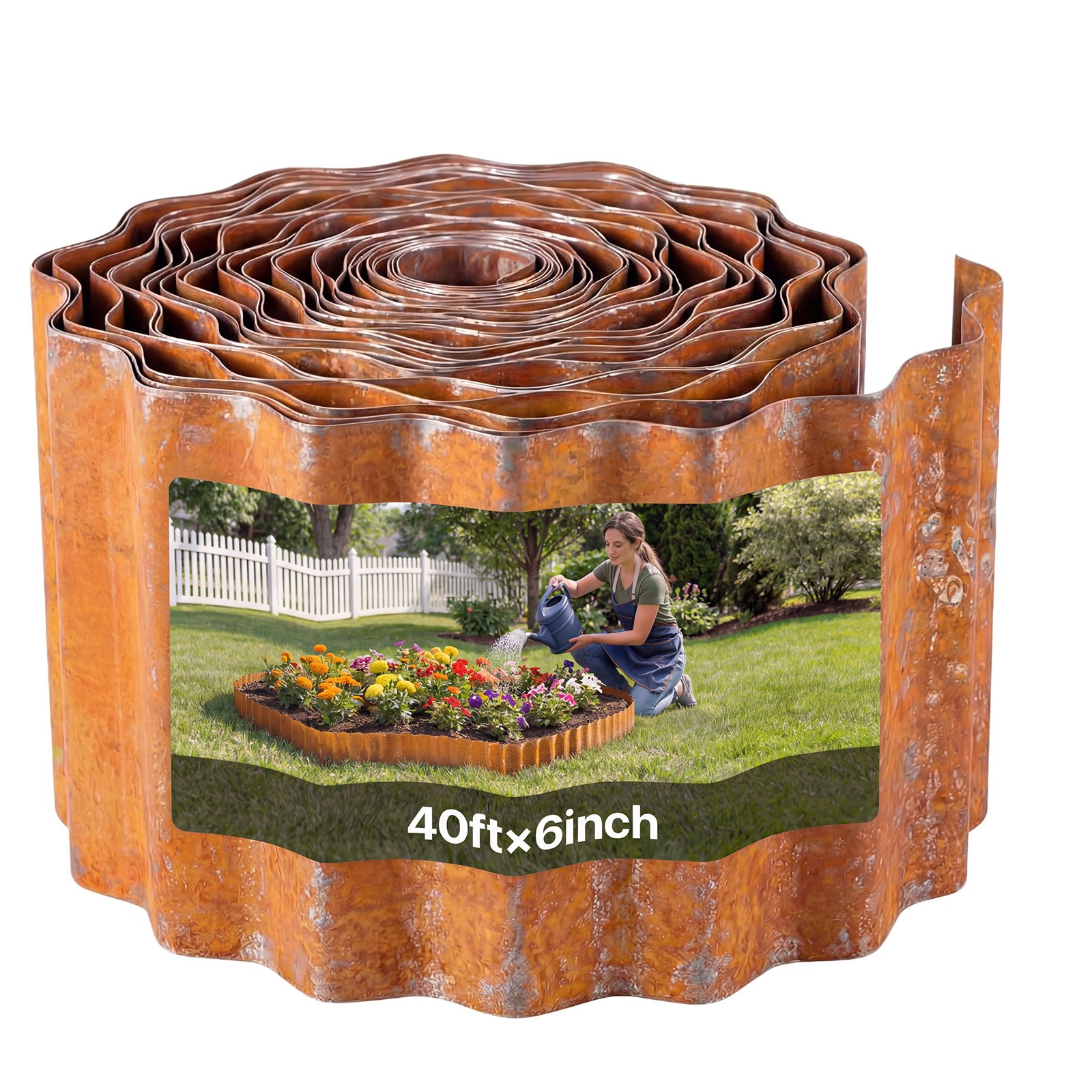 VEVOR Carbon Steel Landscape Edging 40 ft x 6 in Metal Garden Edging
