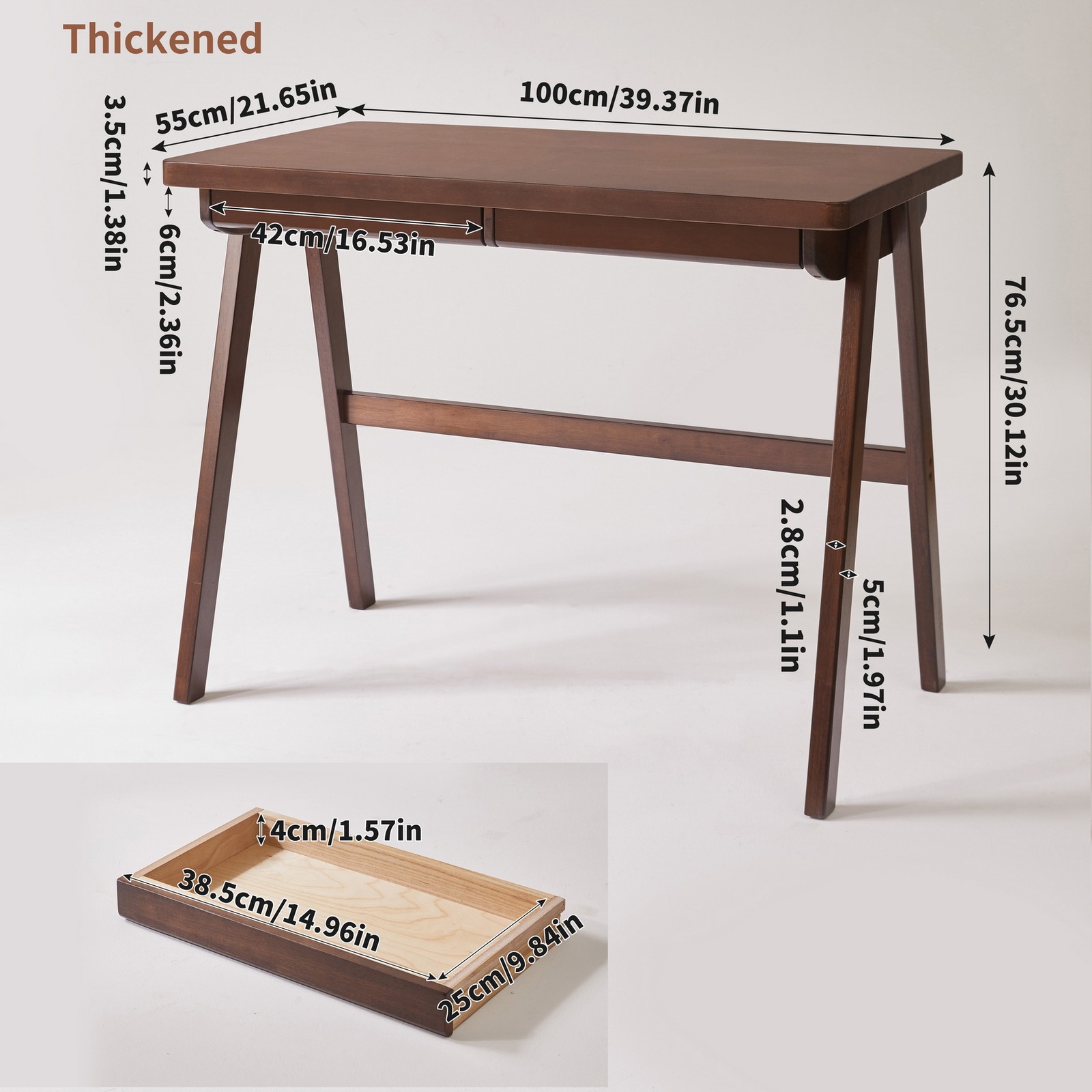 Solid Wood Writing Desk Home Office Study Laptop Computer Desk Table 1.4″ Thick