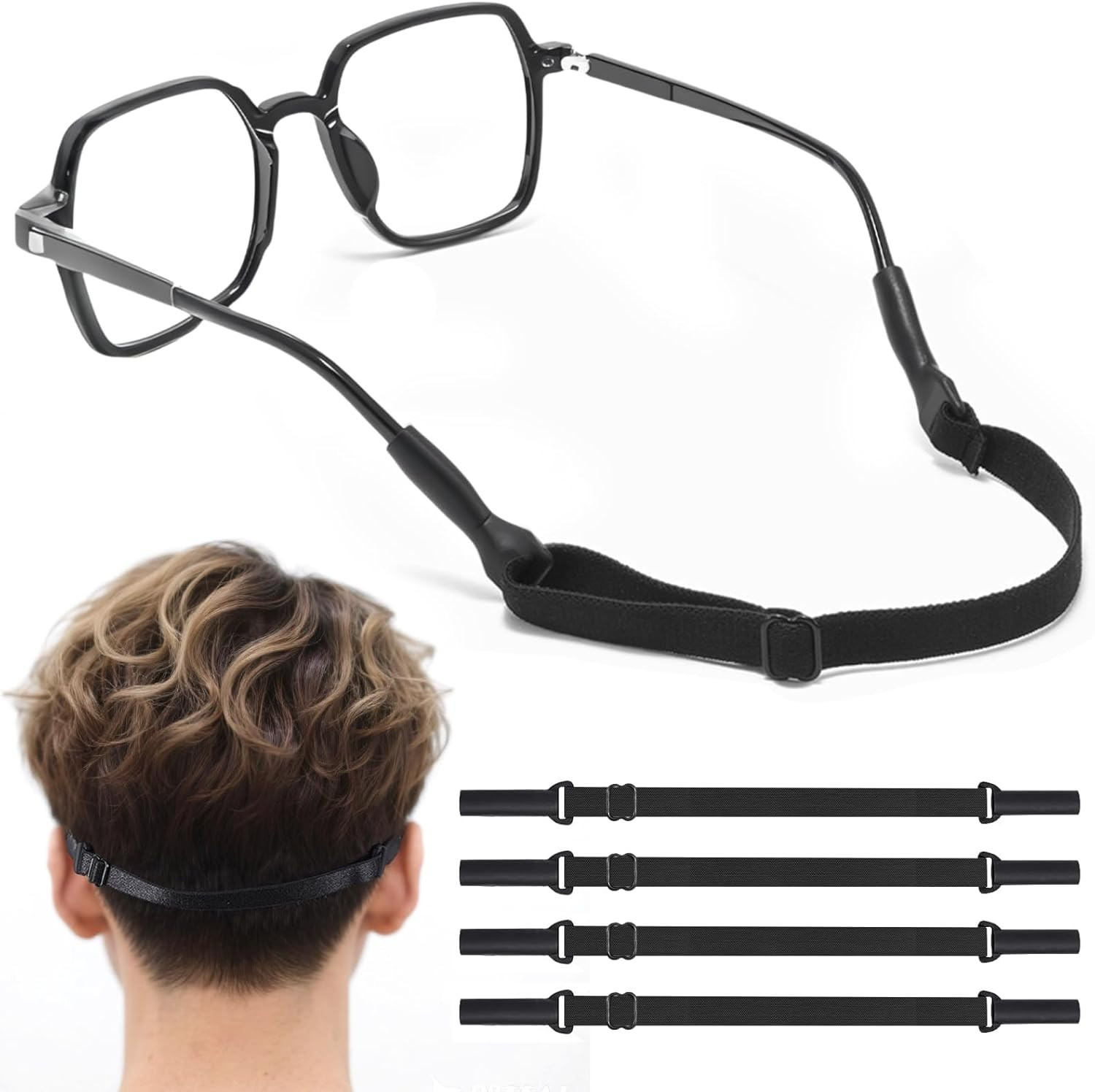 4 Pack Adjustable Eyeglass Strap Anti Slip Sports Glasses Holder 8.5-12.5In