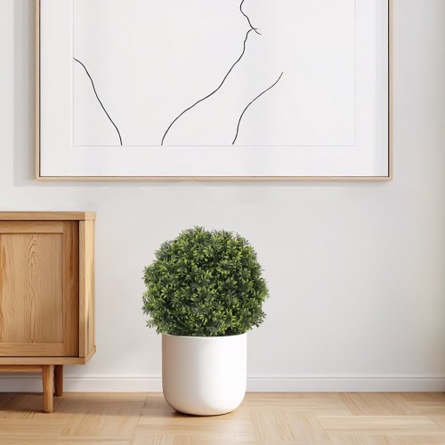 22in Artificial Topiary Boxwood Ball Trees Faux Evergreen Potted Shrubs,2pcs/set