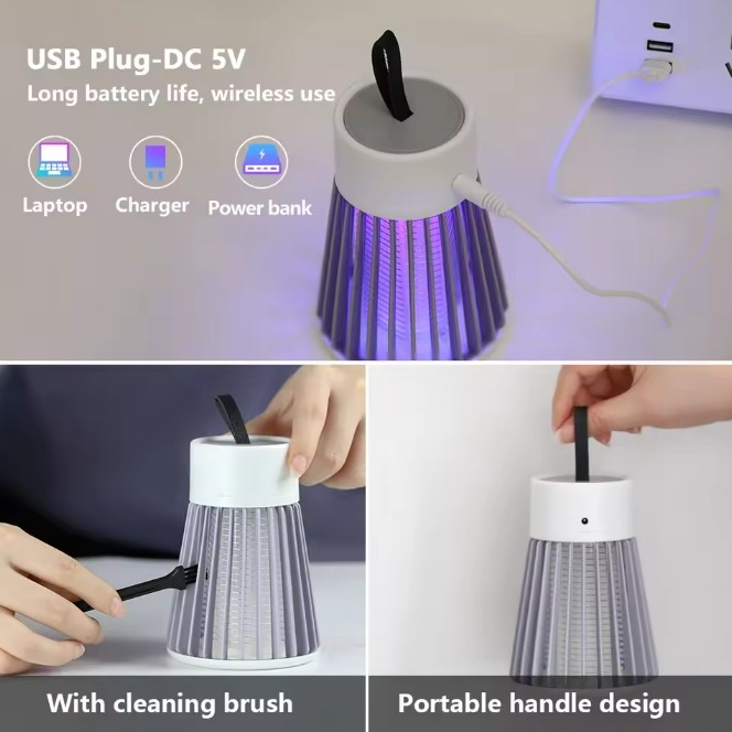 Portable Electric Mosquito Killer Lamp LED Light Trap Fly Bug Insect Zapper Lamp