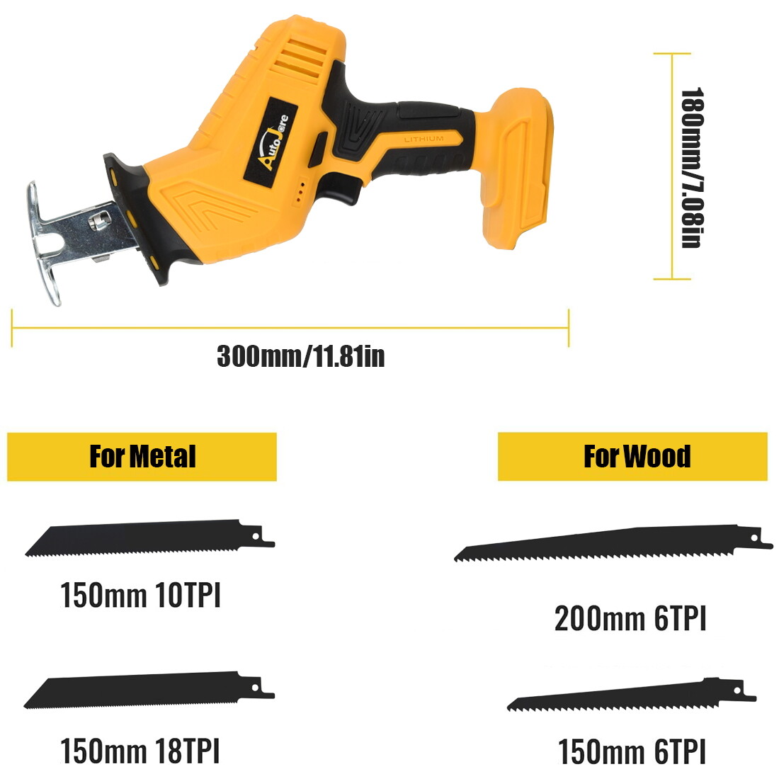 24V Cordless Reciprocating Saw Brushless with 2 Battery & Charger & 8 Saw Blade